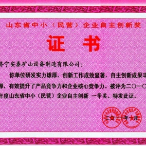 中小企業(yè)自主創(chuàng)新一等獎